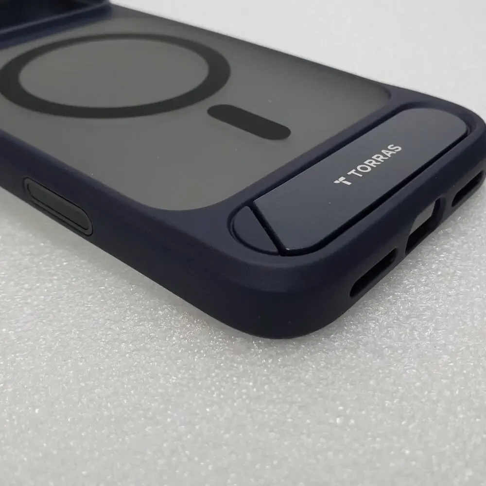 TORRAS Magnetic Translucent Stand Case for Apple iPhone 17 Pro Max Dark Blue